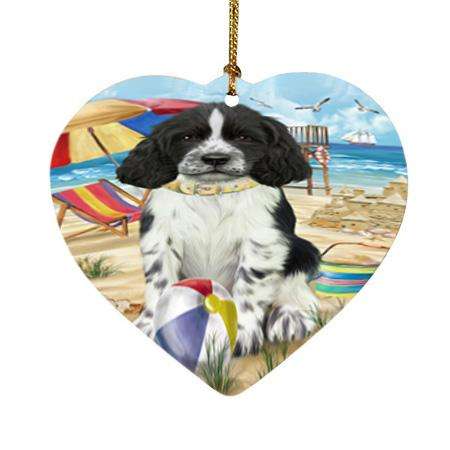 Pet Friendly Beach Springer Spaniel Dog Heart Christmas Ornament HPOR54196