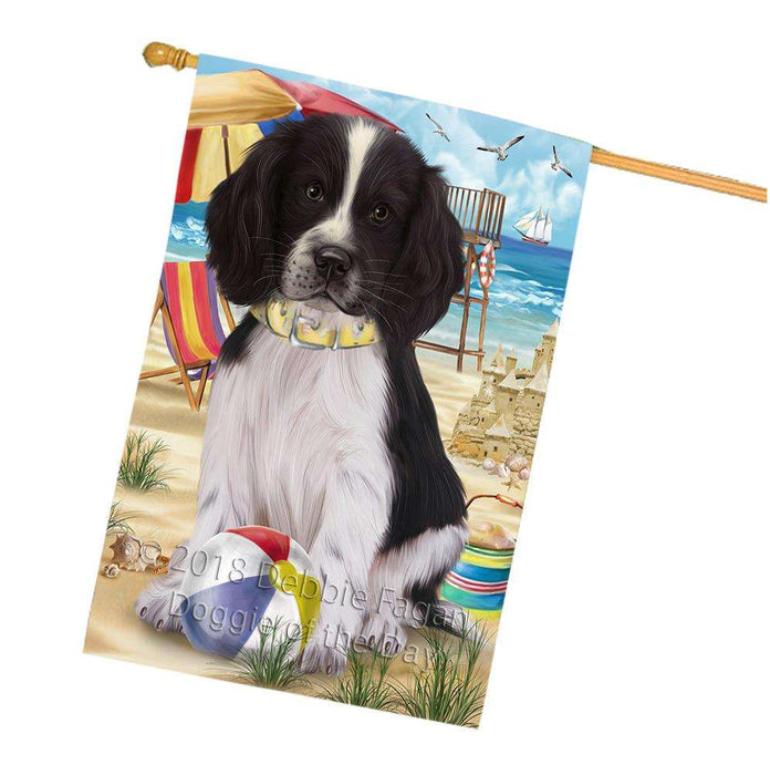 Pet Friendly Beach Springer Spaniel Dog House Flag FLG54392