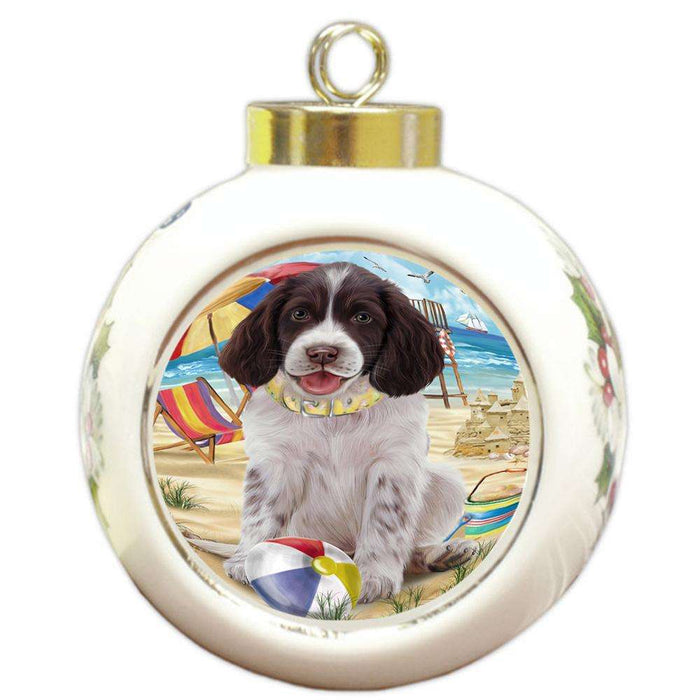 Pet Friendly Beach Springer Spaniel Dog Round Ball Christmas Ornament RBPOR54193