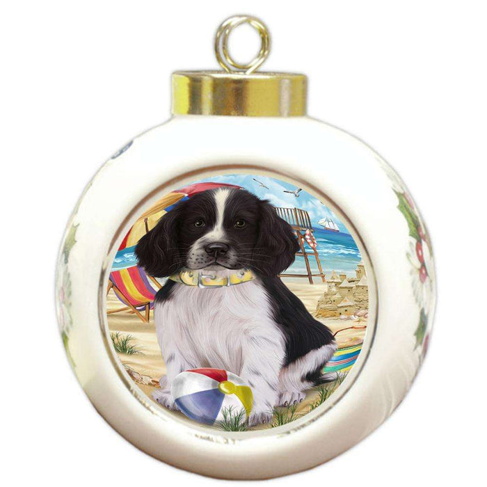 Pet Friendly Beach Springer Spaniel Dog Round Ball Christmas Ornament RBPOR54194
