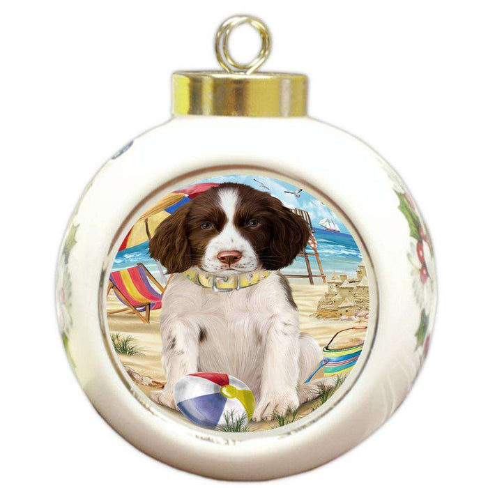 Pet Friendly Beach Springer Spaniel Dog Round Ball Christmas Ornament RBPOR54195