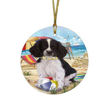 Pet Friendly Beach Springer Spaniel Dog Round Flat Christmas Ornament RFPOR54185