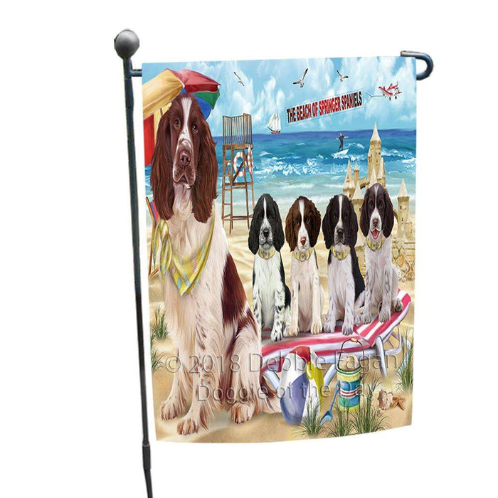Pet Friendly Beach Springer Spaniels Dog Garden Flag GFLG54253