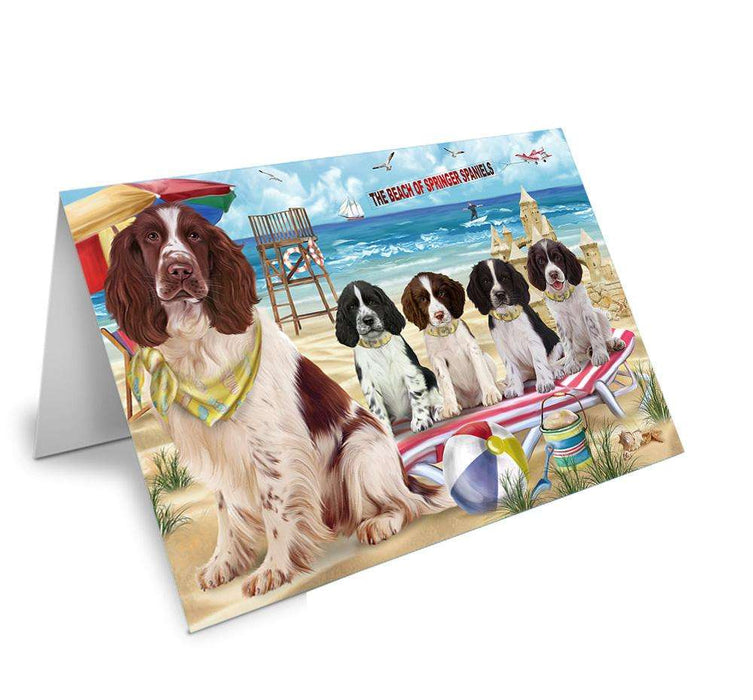 Pet Friendly Beach Springer Spaniels Dog Handmade Artwork Assorted Pets Greeting Cards and Note Cards with Envelopes for All Occasions and Holiday Seasons GCD66602