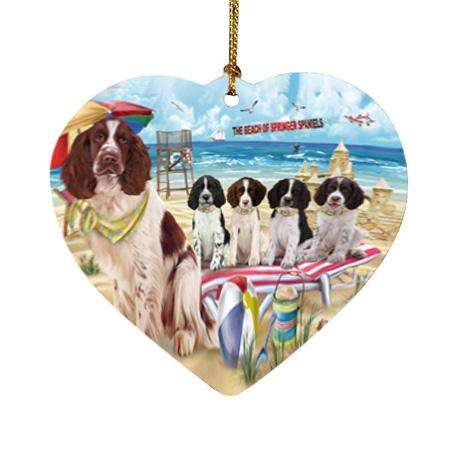Pet Friendly Beach Springer Spaniels Dog Heart Christmas Ornament HPOR54191