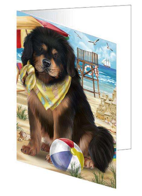 Pet Friendly Beach Tibetan Mastiff Dog Handmade Artwork Assorted Pets Greeting Cards and Note Cards with Envelopes for All Occasions and Holiday Seasons GCD66623