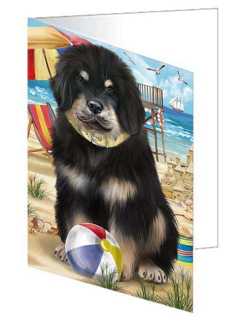 Pet Friendly Beach Tibetan Mastiff Dog Handmade Artwork Assorted Pets Greeting Cards and Note Cards with Envelopes for All Occasions and Holiday Seasons GCD66632