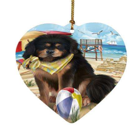 Pet Friendly Beach Tibetan Mastiff Dog Heart Christmas Ornament HPOR54198