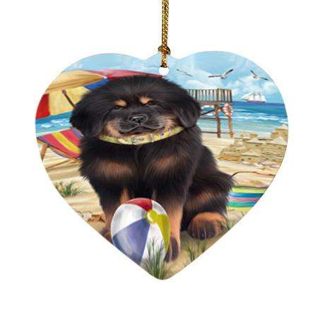 Pet Friendly Beach Tibetan Mastiff Dog Heart Christmas Ornament HPOR54199