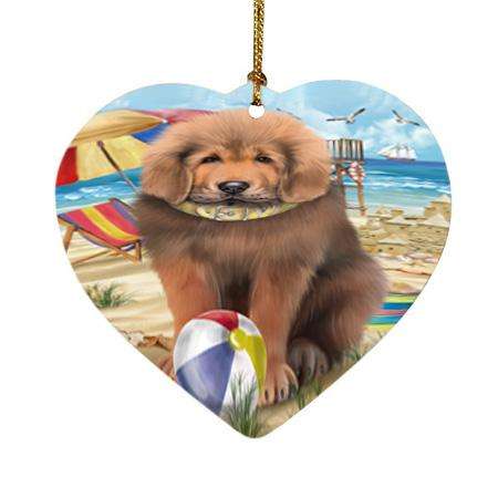 Pet Friendly Beach Tibetan Mastiff Dog Heart Christmas Ornament HPOR54200