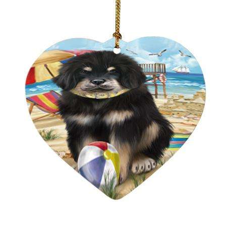Pet Friendly Beach Tibetan Mastiff Dog Heart Christmas Ornament HPOR54201