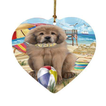 Pet Friendly Beach Tibetan Mastiff Dog Heart Christmas Ornament HPOR54202