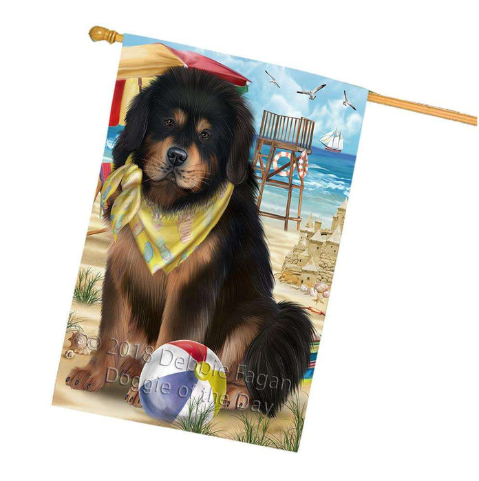 Pet Friendly Beach Tibetan Mastiff Dog House Flag FLG54396