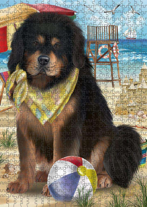 Pet Friendly Beach Tibetan Mastiff Dog Puzzle with Photo Tin PUZL83948