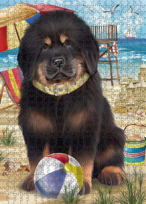 Pet Friendly Beach Tibetan Mastiff Dog Puzzle with Photo Tin PUZL83952