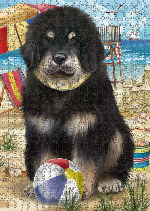 Pet Friendly Beach Tibetan Mastiff Dog Puzzle with Photo Tin PUZL83960