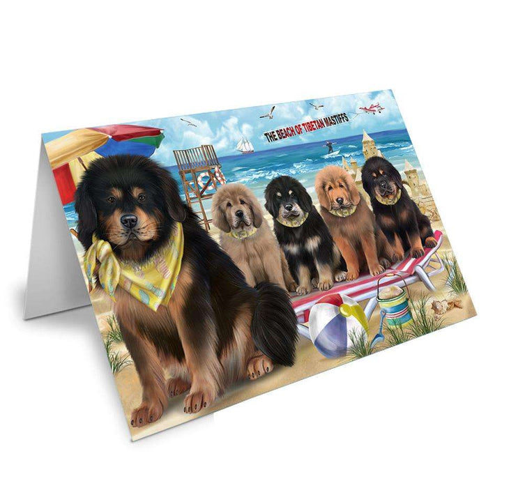Pet Friendly Beach Tibetan Mastiffs Dog Handmade Artwork Assorted Pets Greeting Cards and Note Cards with Envelopes for All Occasions and Holiday Seasons GCD66620