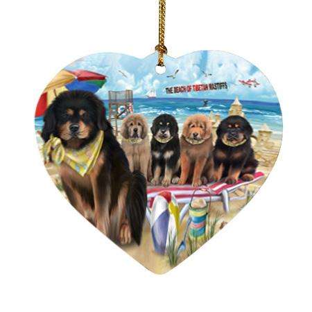 Pet Friendly Beach Tibetan Mastiffs Dog Heart Christmas Ornament HPOR54197
