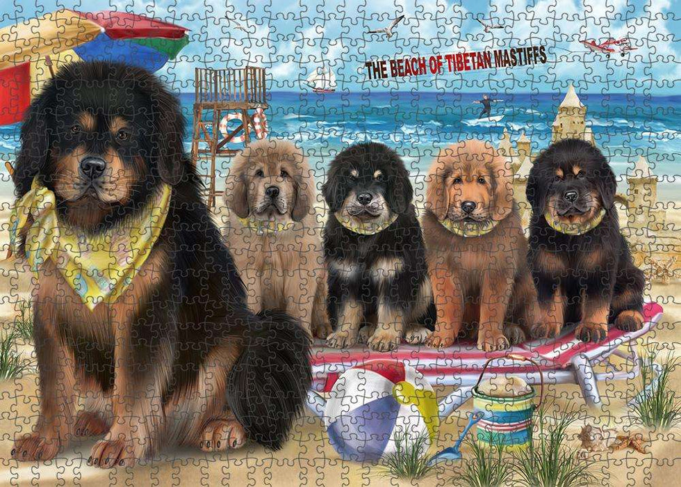 Pet Friendly Beach Tibetan Mastiffs Dog Puzzle with Photo Tin PUZL83944