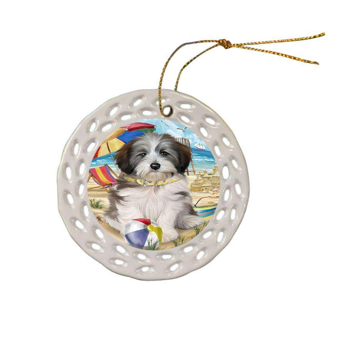 Pet Friendly Beach Tibetan Terrier Dog Ceramic Doily Ornament DPOR48703