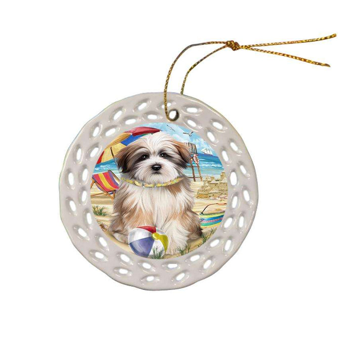 Pet Friendly Beach Tibetan Terrier Dog Ceramic Doily Ornament DPOR48704