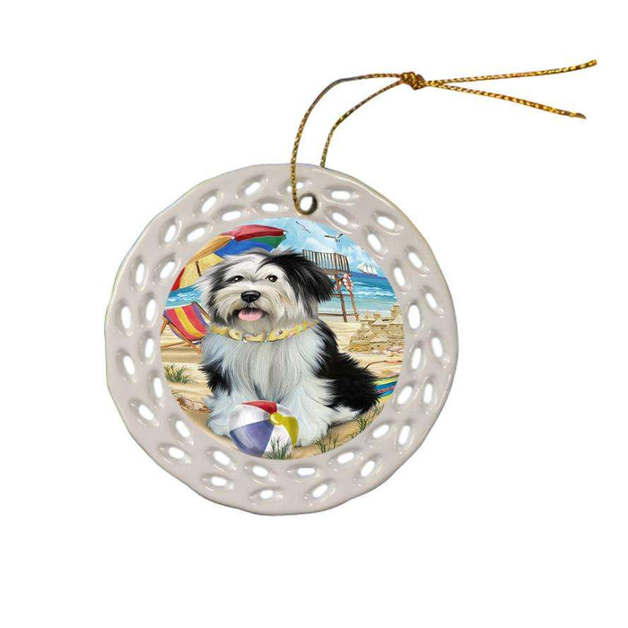 Pet Friendly Beach Tibetan Terrier Dog Ceramic Doily Ornament DPOR48705