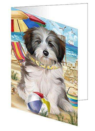 Pet Friendly Beach Tibetan Terrier Dog Handmade Artwork Assorted Pets Greeting Cards and Note Cards with Envelopes for All Occasions and Holiday Seasons GCD50138