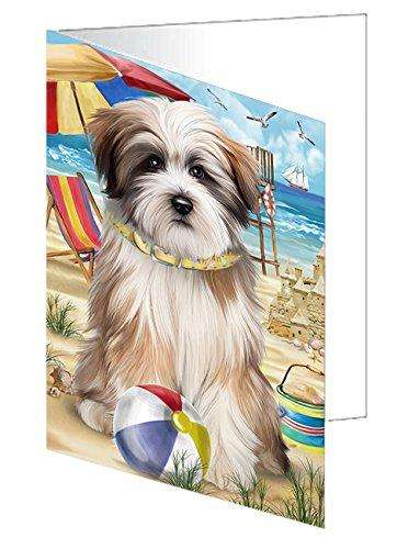 Pet Friendly Beach Tibetan Terrier Dog Handmade Artwork Assorted Pets Greeting Cards and Note Cards with Envelopes for All Occasions and Holiday Seasons GCD50141