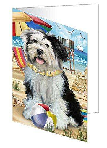 Pet Friendly Beach Tibetan Terrier Dog Handmade Artwork Assorted Pets Greeting Cards and Note Cards with Envelopes for All Occasions and Holiday Seasons GCD50144