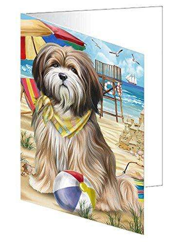 Pet Friendly Beach Tibetan Terrier Dog Handmade Artwork Assorted Pets Greeting Cards and Note Cards with Envelopes for All Occasions and Holiday Seasons GCD50147