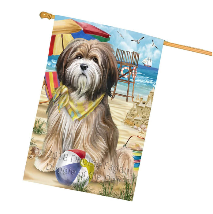 Pet Friendly Beach Tibetan Terrier Dog House Flag FLG48671
