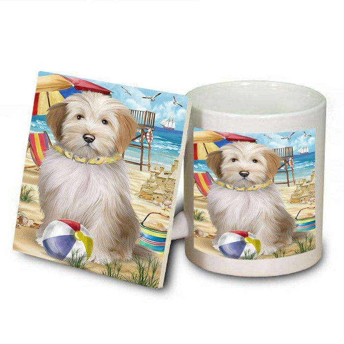 Pet Friendly Beach Tibetan Terrier Dog Mug and Coaster Set MUC48694