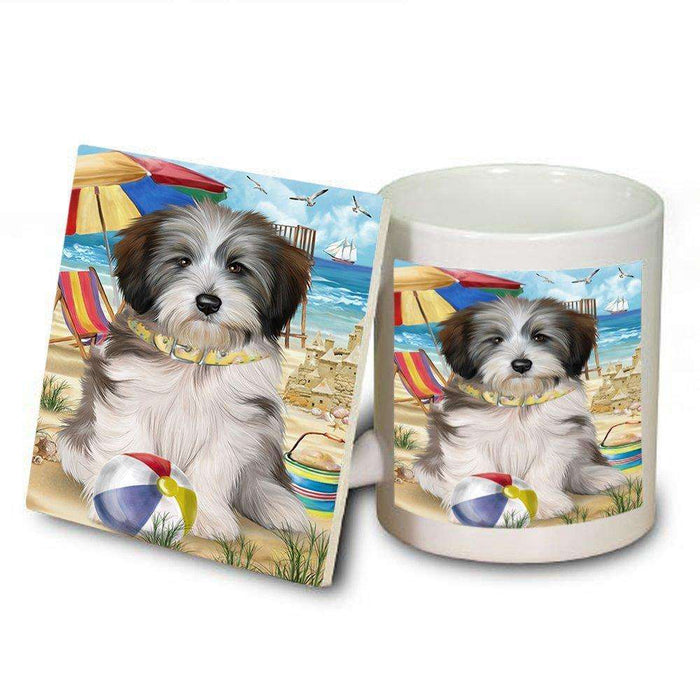 Pet Friendly Beach Tibetan Terrier Dog Mug and Coaster Set MUC48695