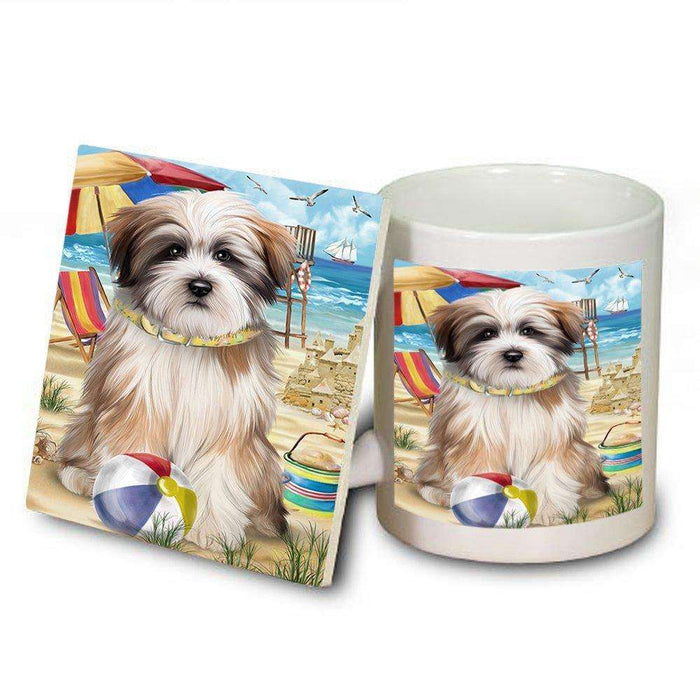 Pet Friendly Beach Tibetan Terrier Dog Mug and Coaster Set MUC48696
