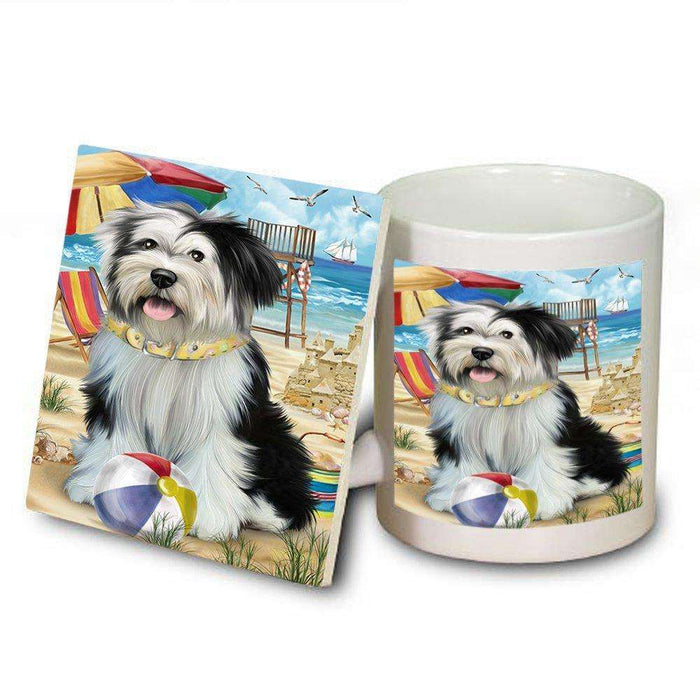 Pet Friendly Beach Tibetan Terrier Dog Mug and Coaster Set MUC48697