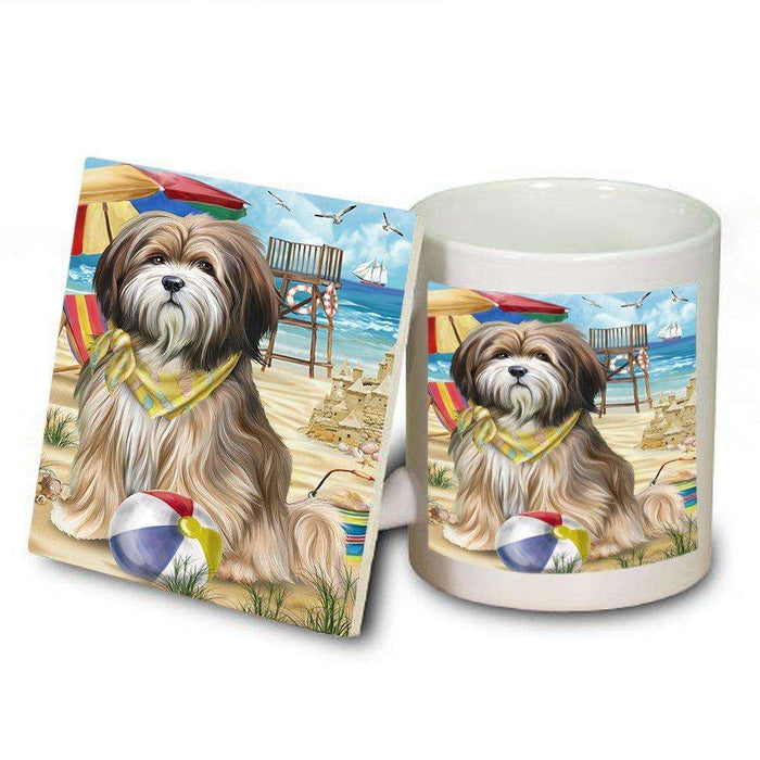 Pet Friendly Beach Tibetan Terrier Dog Mug and Coaster Set MUC48698