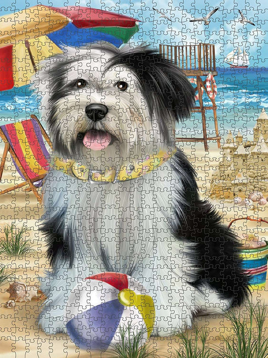 Pet Friendly Beach Tibetan Terrier Dog Puzzle with Photo Tin PUZL49821 (300 pc.)