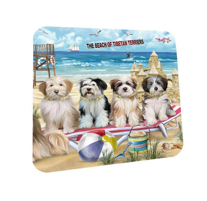 Pet Friendly Beach Tibetan Terriers Dog Coasters Set of 4 CST48660