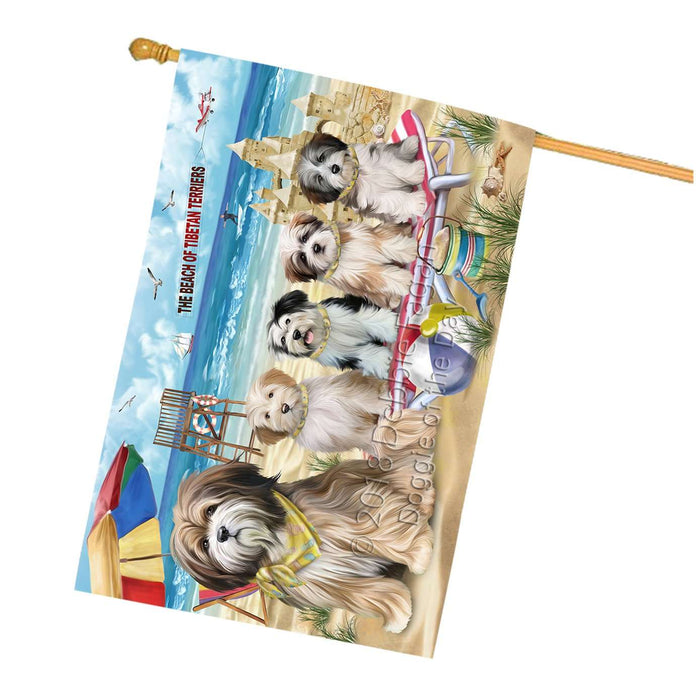 Pet Friendly Beach Tibetan Terriers Dog House Flag FLG48666