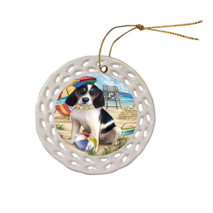 Pet Friendly Beach Treeing Walker Coonhound Dog Ceramic Doily Ornament DPOR50101