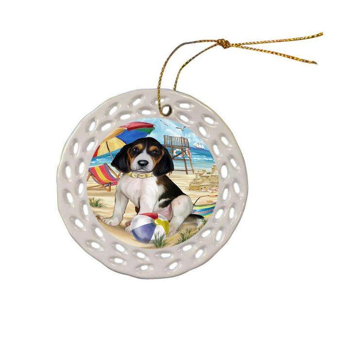 Pet Friendly Beach Treeing Walker Coonhound Dog Ceramic Doily Ornament DPOR50103