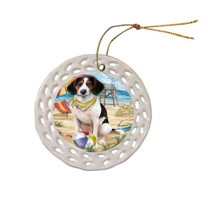 Pet Friendly Beach Treeing Walker Coonhound Dog Ceramic Doily Ornament DPOR50105