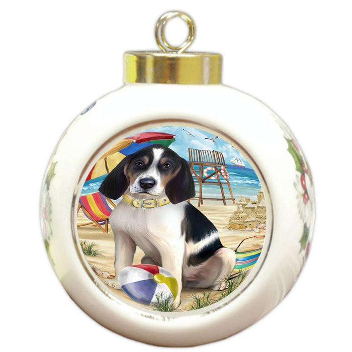 Pet Friendly Beach Treeing Walker Coonhound Dog Round Ball Christmas Ornament RBPOR50101