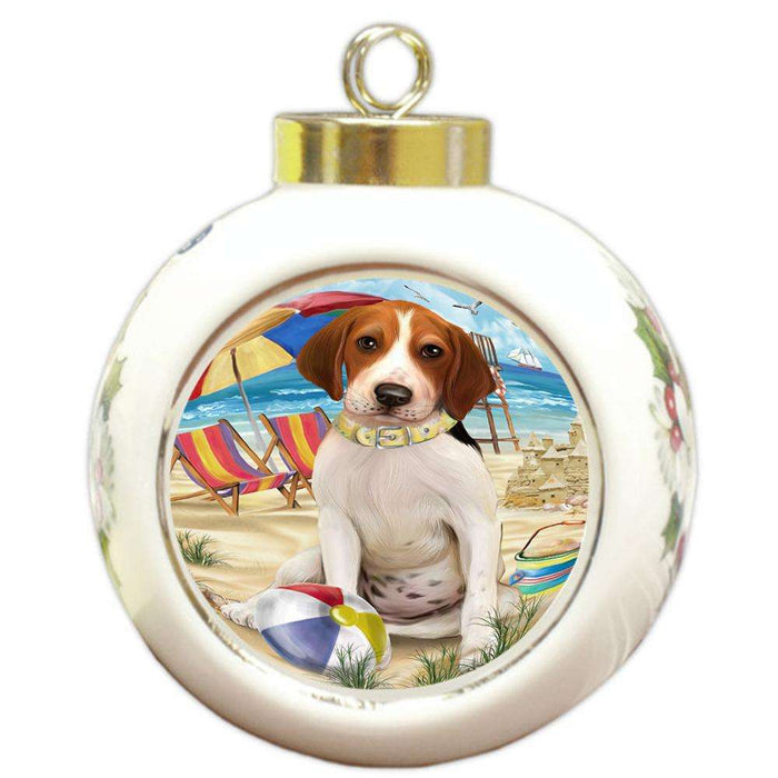 Pet Friendly Beach Treeing Walker Coonhound Dog Round Ball Christmas Ornament RBPOR50102