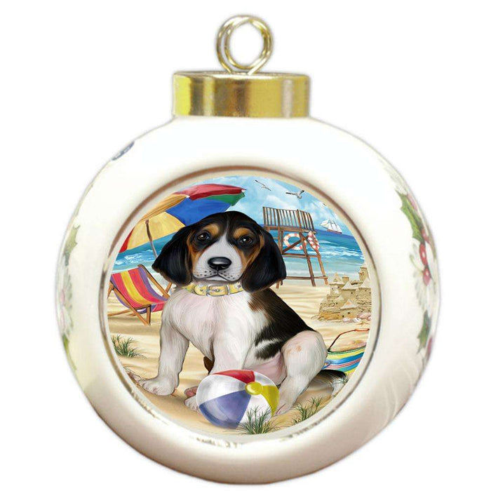 Pet Friendly Beach Treeing Walker Coonhound Dog Round Ball Christmas Ornament RBPOR50103