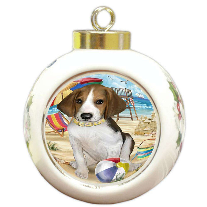 Pet Friendly Beach Treeing Walker Coonhound Dog Round Ball Christmas Ornament RBPOR50104