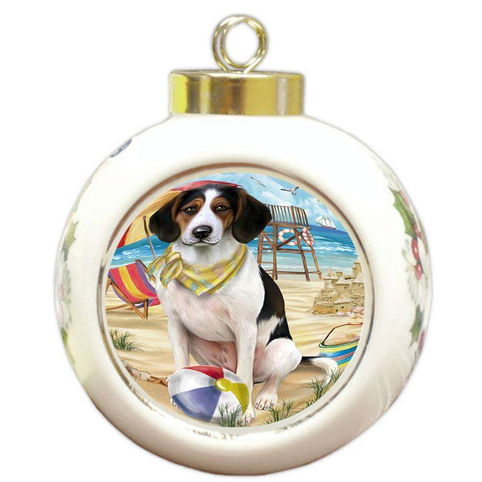 Pet Friendly Beach Treeing Walker Coonhound Dog Round Ball Christmas Ornament RBPOR50105