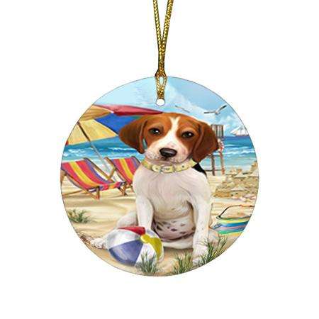 Pet Friendly Beach Treeing Walker Coonhound Dog Round Flat Christmas Ornament RFPOR50093