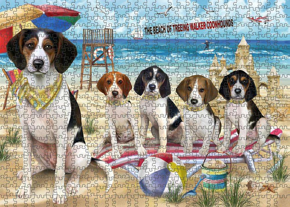 Pet Friendly Beach Treeing Walker Coonhounds Dog Puzzle with Photo Tin PUZL54006