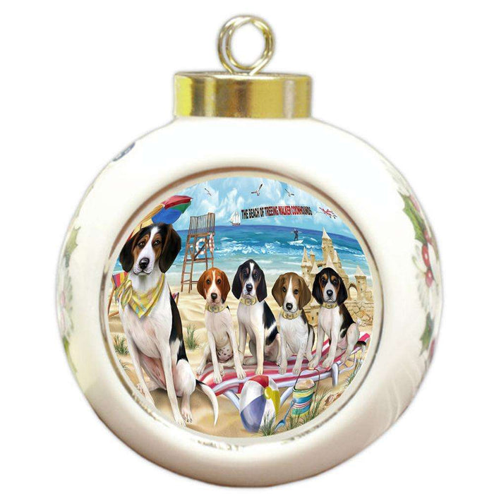 Pet Friendly Beach Treeing Walker Coonhounds Dog Round Ball Christmas Ornament RBPOR50100
